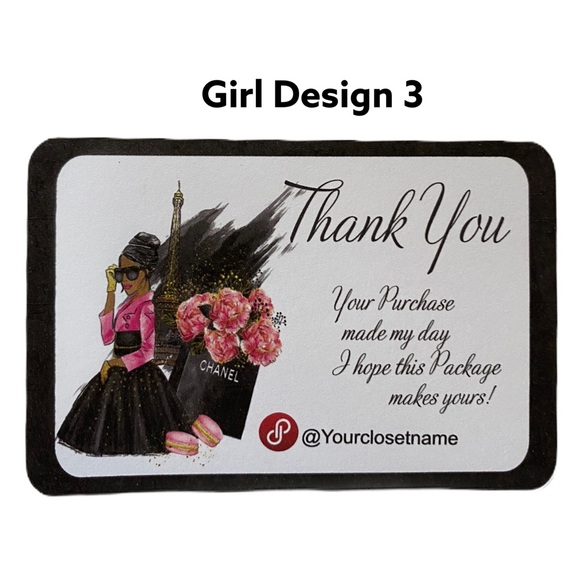 Thank you Cards,Thank You Card with  Paris Fashion Girl  Design Set of  60 - Picture 5 of 15